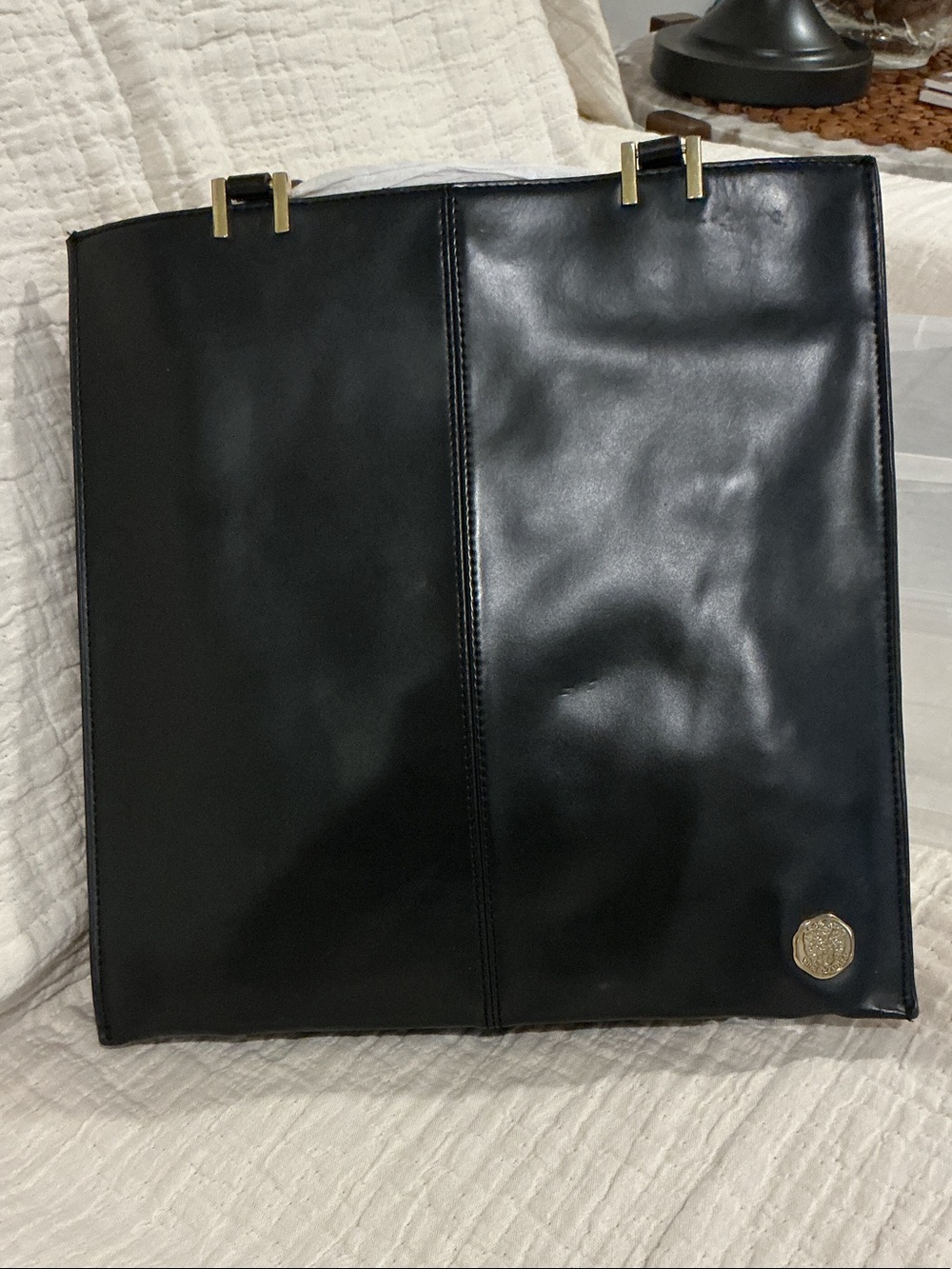 Vince Camuto Black Smooth Leather Tote